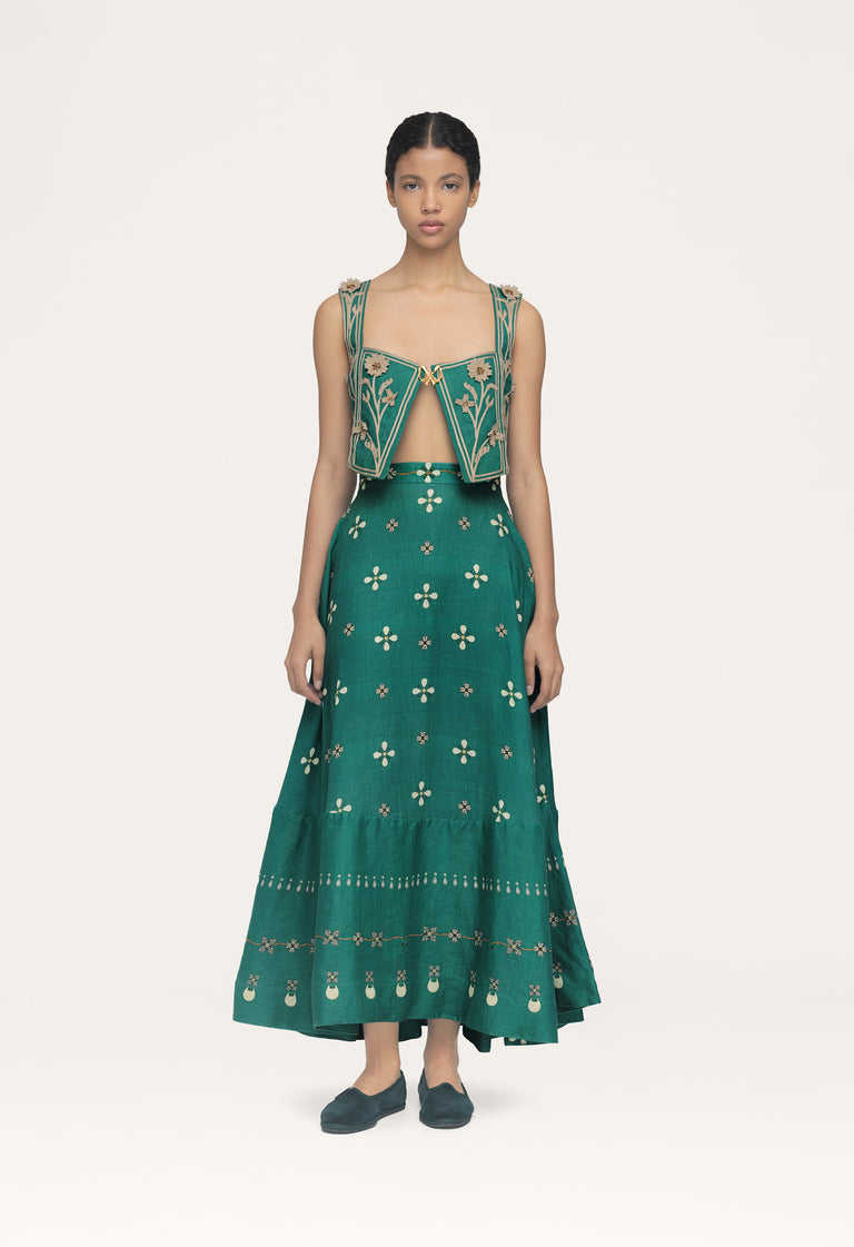 Bel-Mar-Esmeralada-Hand-Embroidered-Maxi-Skirt-14051 - 2